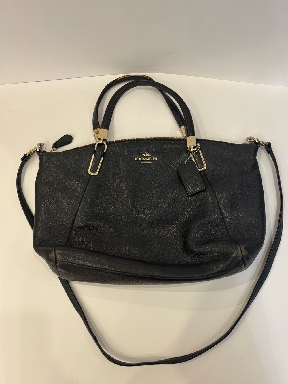 Coach black Pebbled Leather Satchel with Gold Hardware
